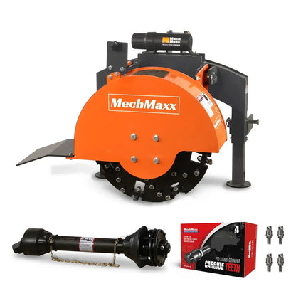 3-Point PTO Stump Grinder with 34 Carbide Teeth (PTO Shaft Included with Slip Clutch), for 15-45HP Tractor, SG24