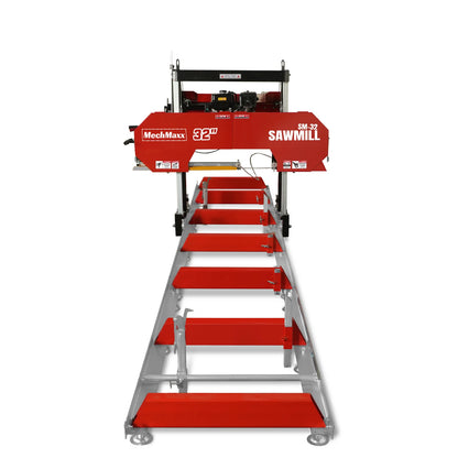 32" Portable Sawmill (5 x Blades Included),  459cc 15HP E-Start Gasoline Engine,  26.5" Board Width,  20' Track Length (13' Track Length + 6.4' Track Extension Included) ,  SM-32