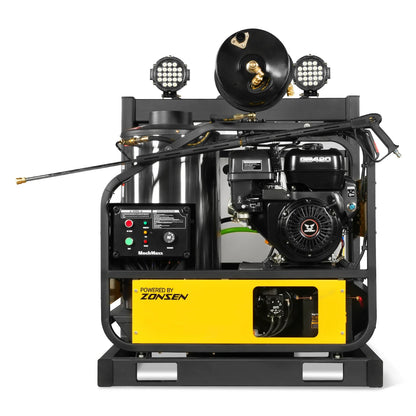 4000 PSI 4 GPM ZONSEN E-Start Engine Hot Water Pressure Washer Skid Mounted with 245 Gal Tank,  HPW40DBT