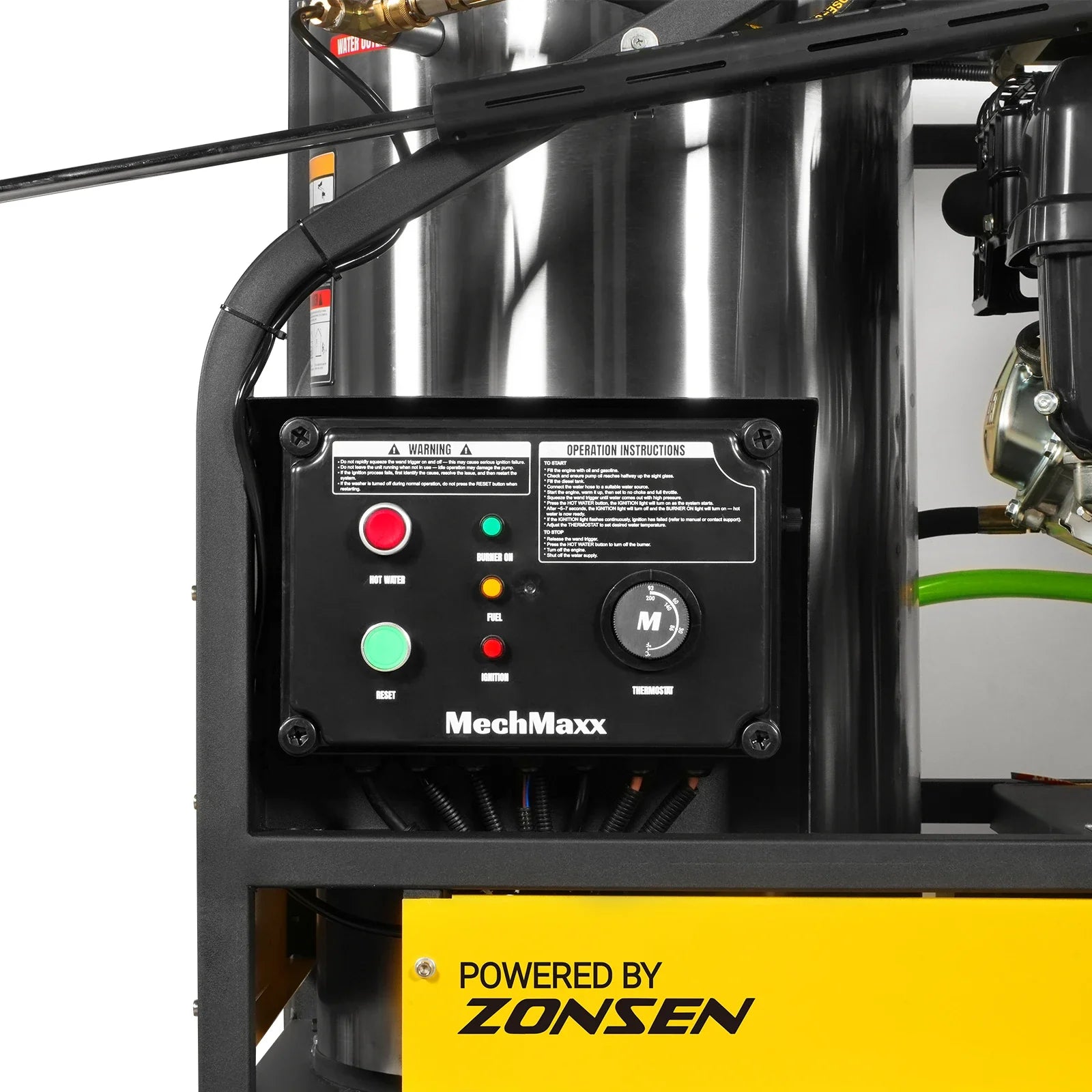 4000 PSI 4 GPM ZONSEN E-Start Engine Hot Water Pressure Washer Skid Mounted with 245 Gal Tank,  HPW40DBT