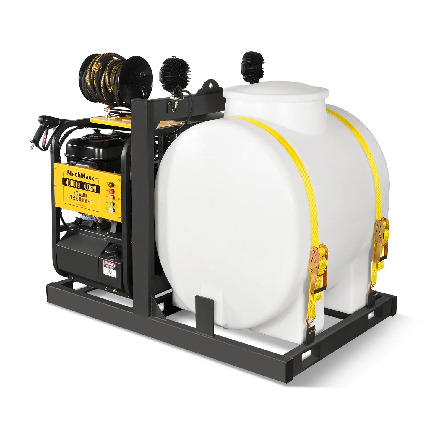 4000 PSI 4 GPM ZONSEN E-Start Engine Hot Water Pressure Washer Skid Mounted with 175 Gal Tank,  HPW40DT