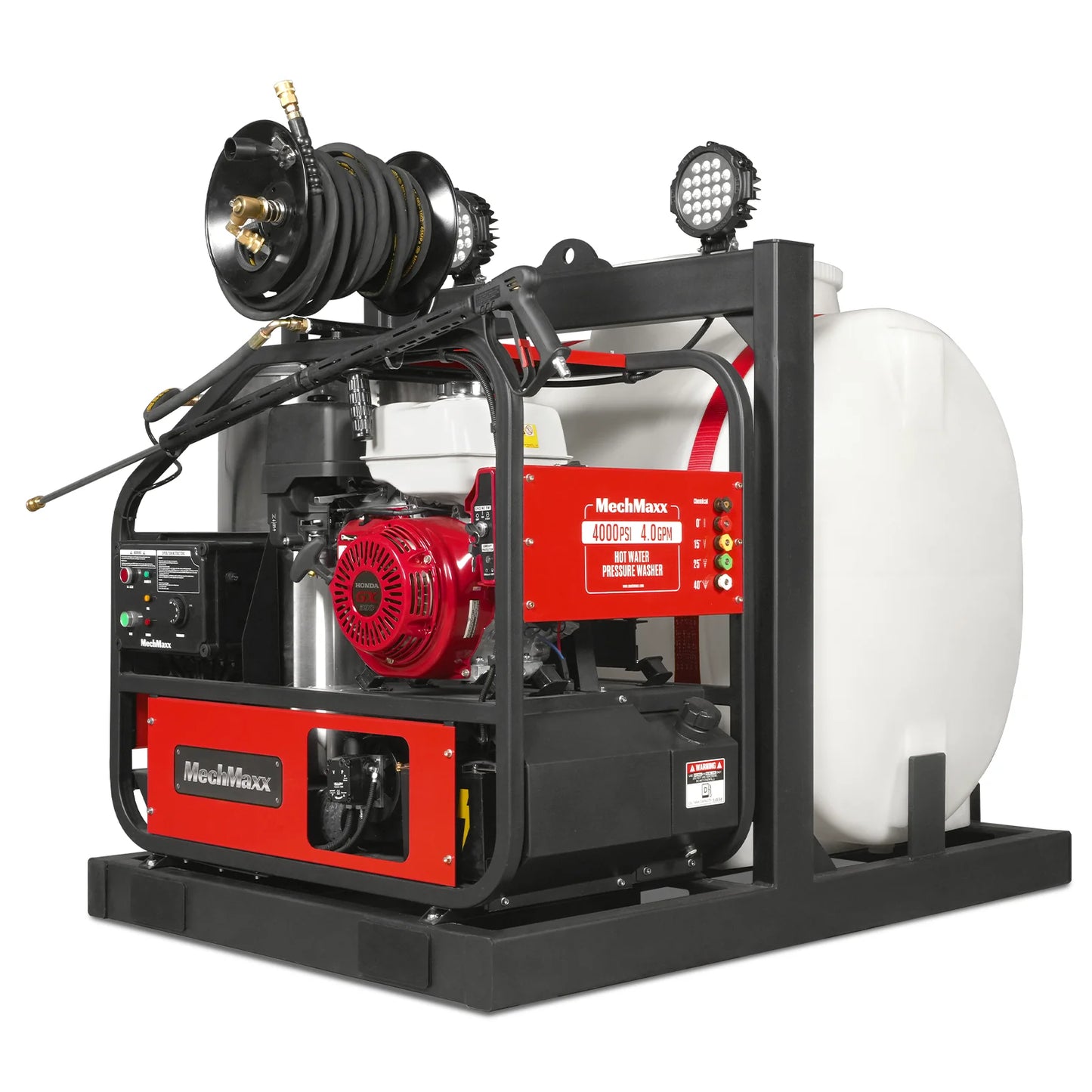 4000 PSI 4 GPM HONDA E-Start Engine Hot Water Pressure Washer Skid Mounted with 175 Gal Tank,  HPW40HT