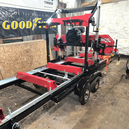 36" MAX Portable Sawmill,  25HP 750cc ZONSEN V-Twin Engine,  36" Board Width,  20' Track Length,  (10 x Blades Included),  SM-36MAX