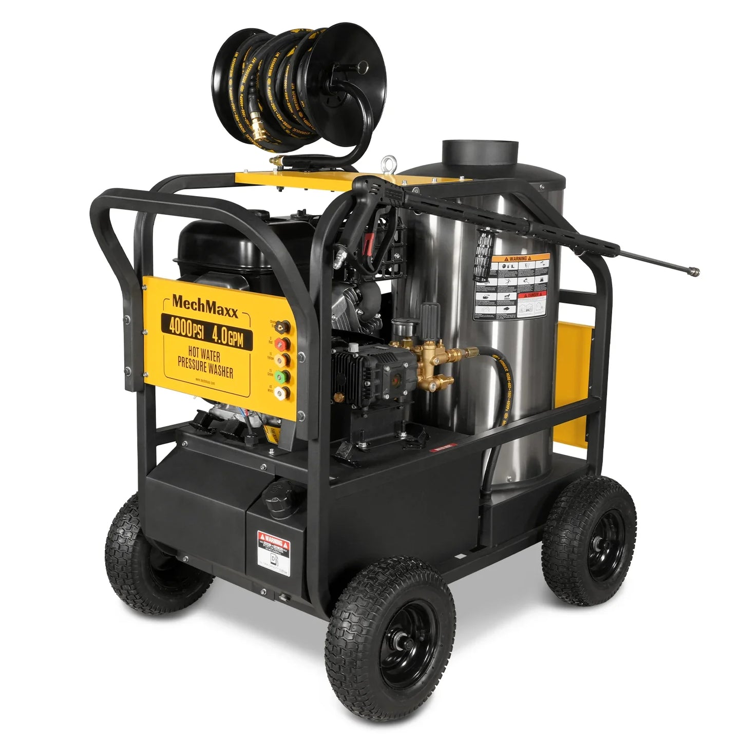 4000 PSI 4 GPM ZONSEN E-Start Engine Hot Water Pressure Washer with Hose Reel,  HPW40D