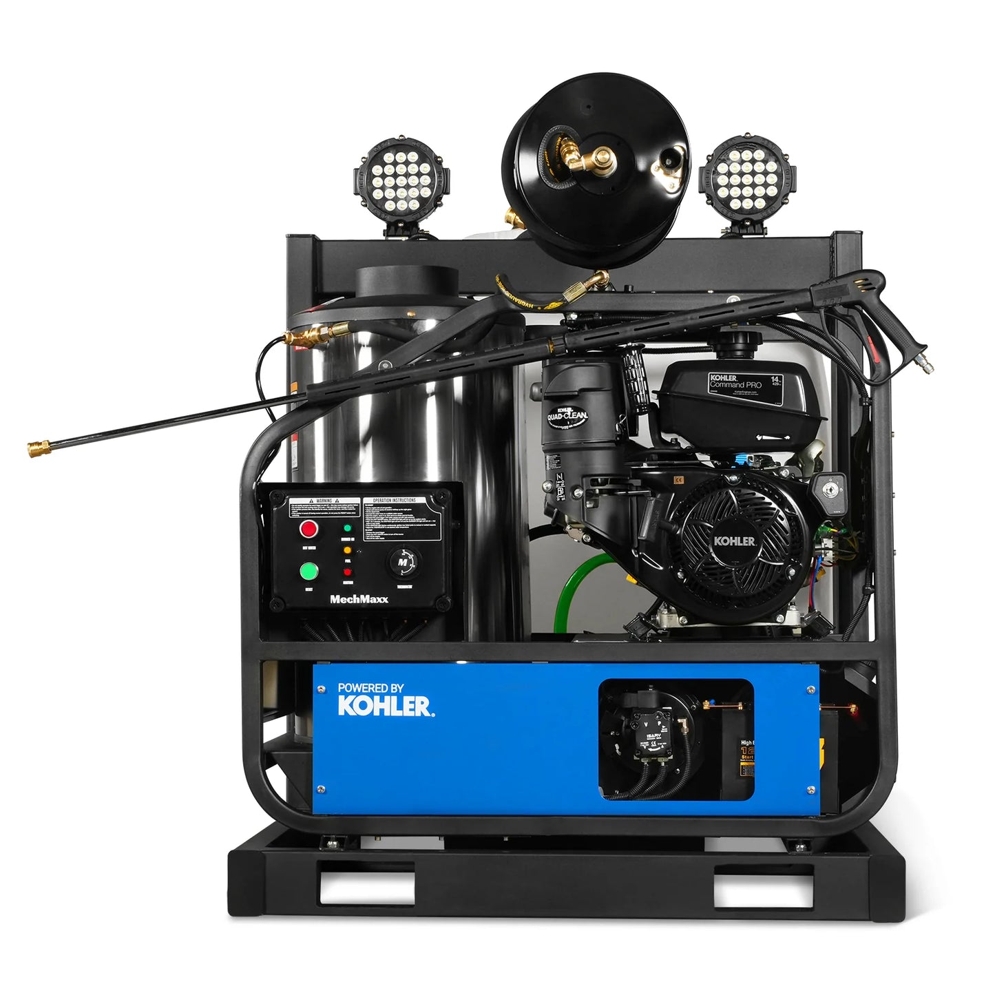 4000 PSI 4 GPM KOHLER E-Start Engine Hot Water Pressure Washer Skid Mounted with 175 Gal Tank,  HPW40KT