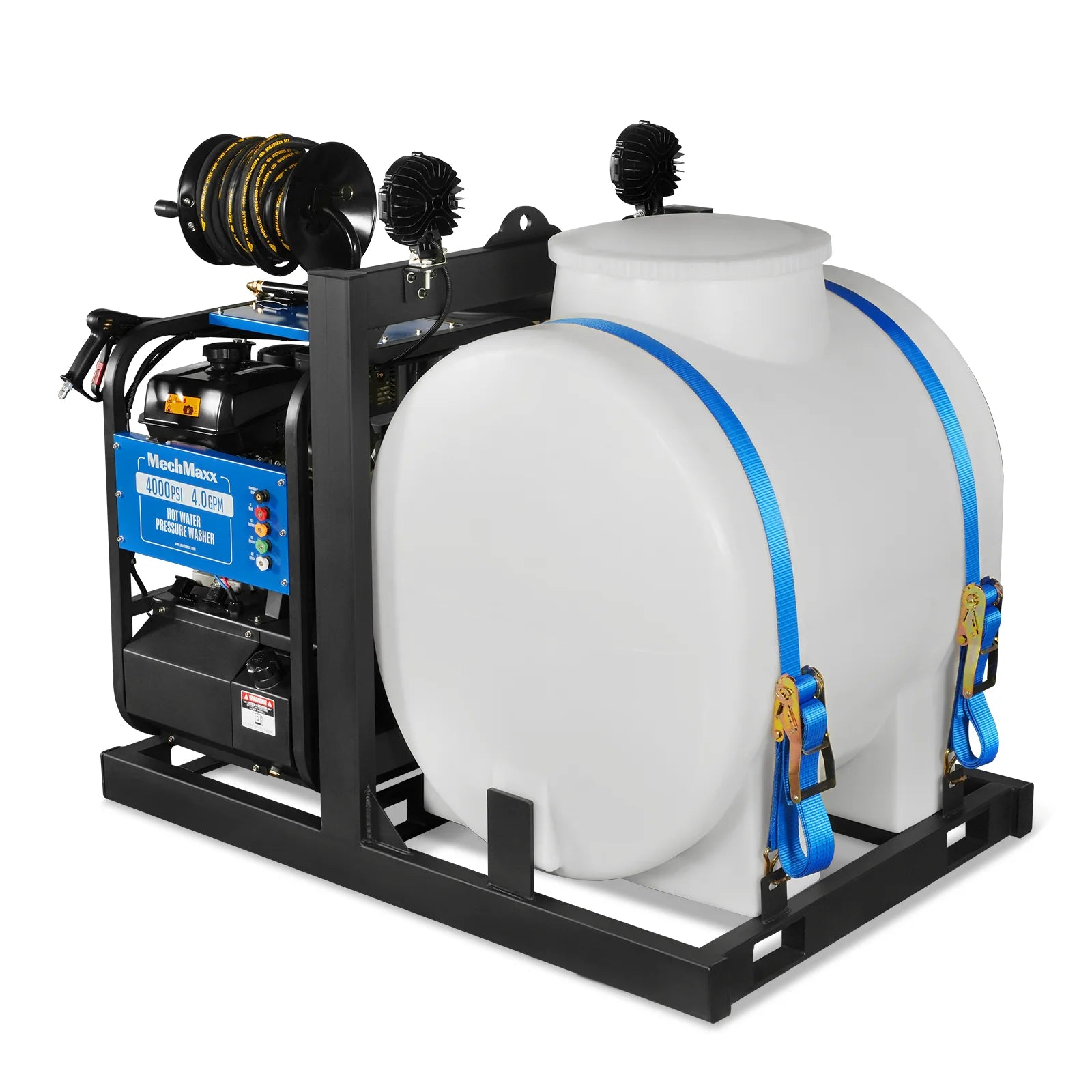 4000 PSI 4 GPM KOHLER E-Start Engine Hot Water Pressure Washer Skid Mounted with 175 Gal Tank,  HPW40KT