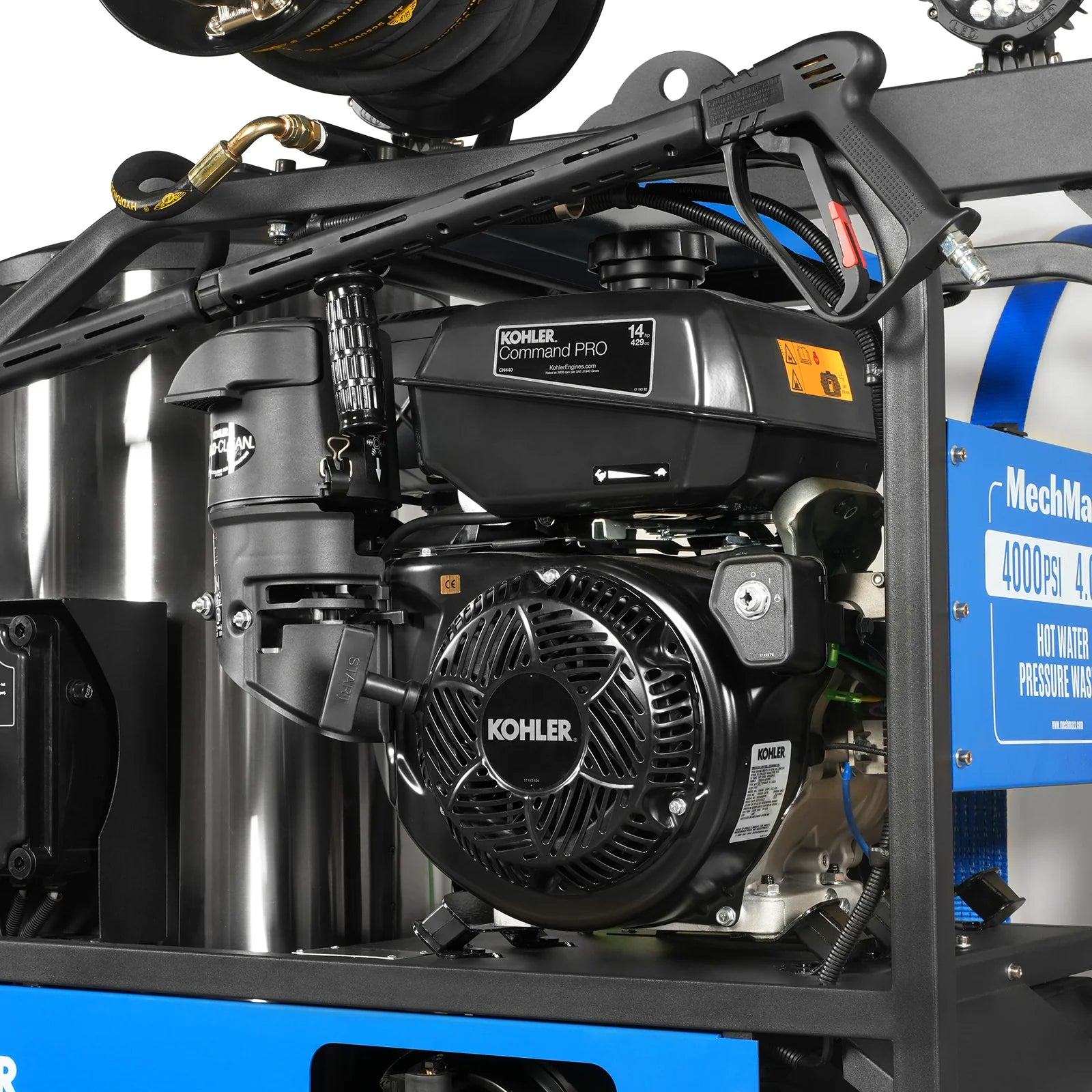 4000 PSI 4 GPM KOHLER E-Start Engine Hot Water Pressure Washer Skid Mounted with 175 Gal Tank,  HPW40KT