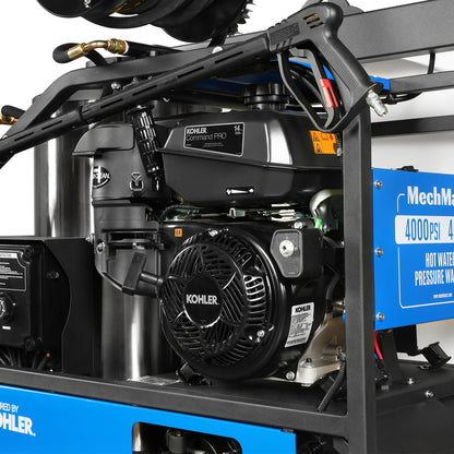 4000 PSI 4 GPM KOHLER E-Start Engine Hot Water Pressure Washer Skid Mounted with 245 Gal Tank,  HPW40KBT