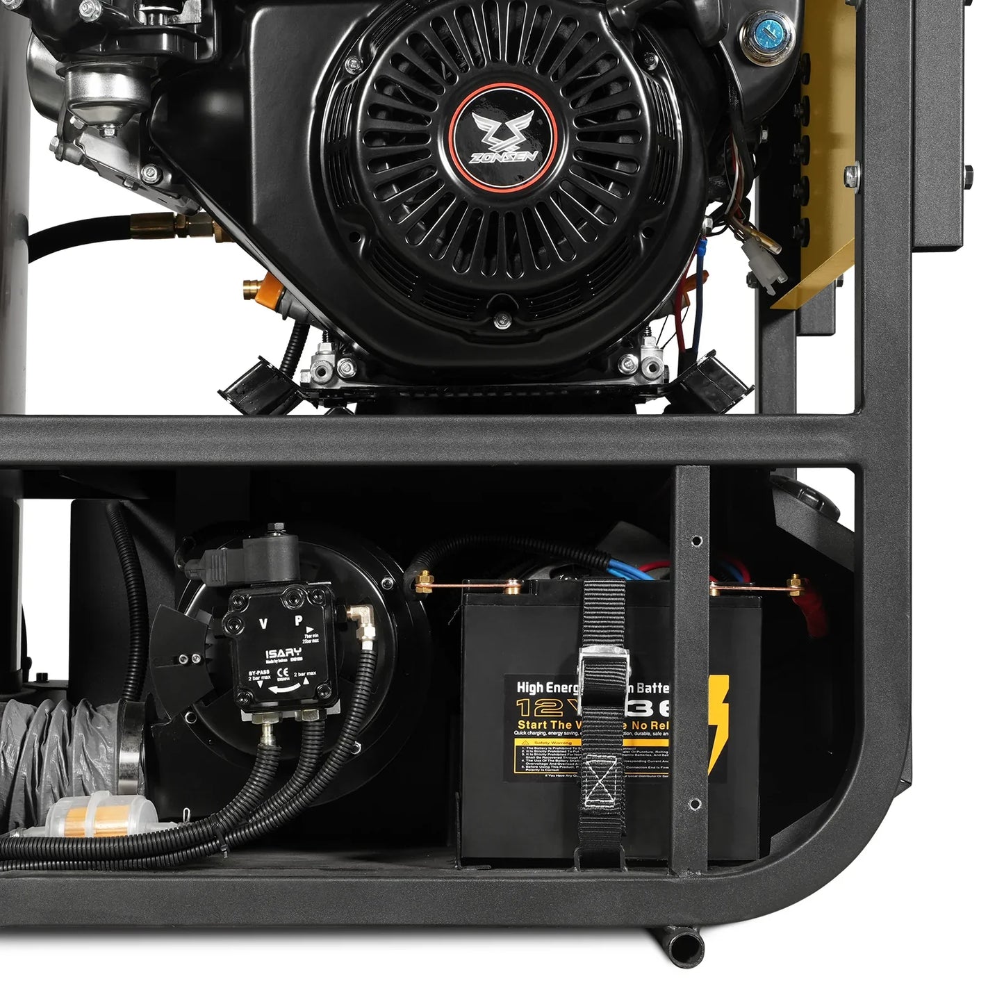4000 PSI 4 GPM ZONSEN E-Start Engine Hot Water Pressure Washer with Hose Reel,  HPW40D