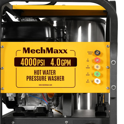 4000 PSI 4 GPM ZONSEN E-Start Engine Hot Water Pressure Washer with Hose Reel,  HPW40D