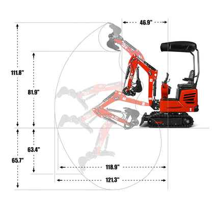 Mini Compact Excavator HONDA GX390 Engine,  65.7" Max. Digging Depth,  2280 LBS Operating Weight,  MEC10