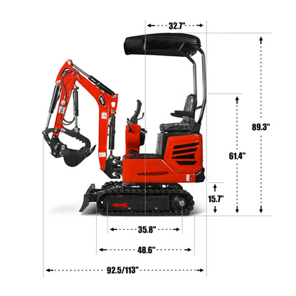 Mini Compact Excavator HONDA GX390 Engine,  65.7" Max. Digging Depth,  2280 LBS Operating Weight,  MEC10