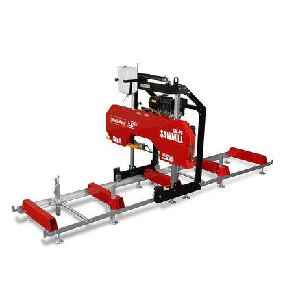 26" Portable Sawmill,  459cc 15HP E-Start Gasoline Engine,  20" Board  Width,  13' Track Length ,  SM-26
