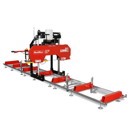 26" Portable Sawmill (5x Blades Included),  459cc 15HP E-Start Gasoline Engine,  20" Board Width,  20' Track Length (13' Track Length + 6.4' Track Extension Included) ,  SM-26