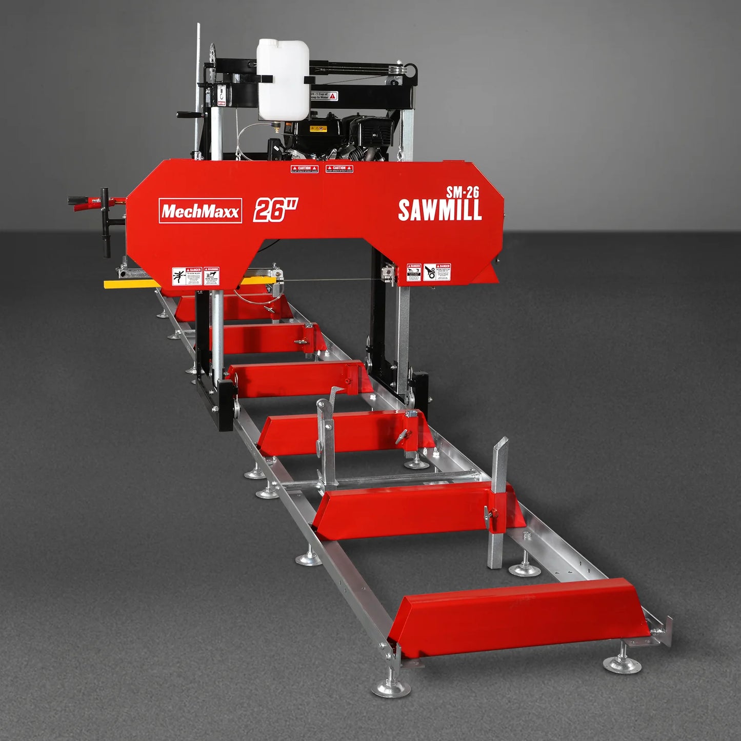 26" Portable Sawmill (5x Blades Included),  KOHLER CH440 429cc E-Start Gasoline Engine,  20" Board Width,  20' Track Length (13' Track Length + 6.4' Track Extension Included) ,  SM-26