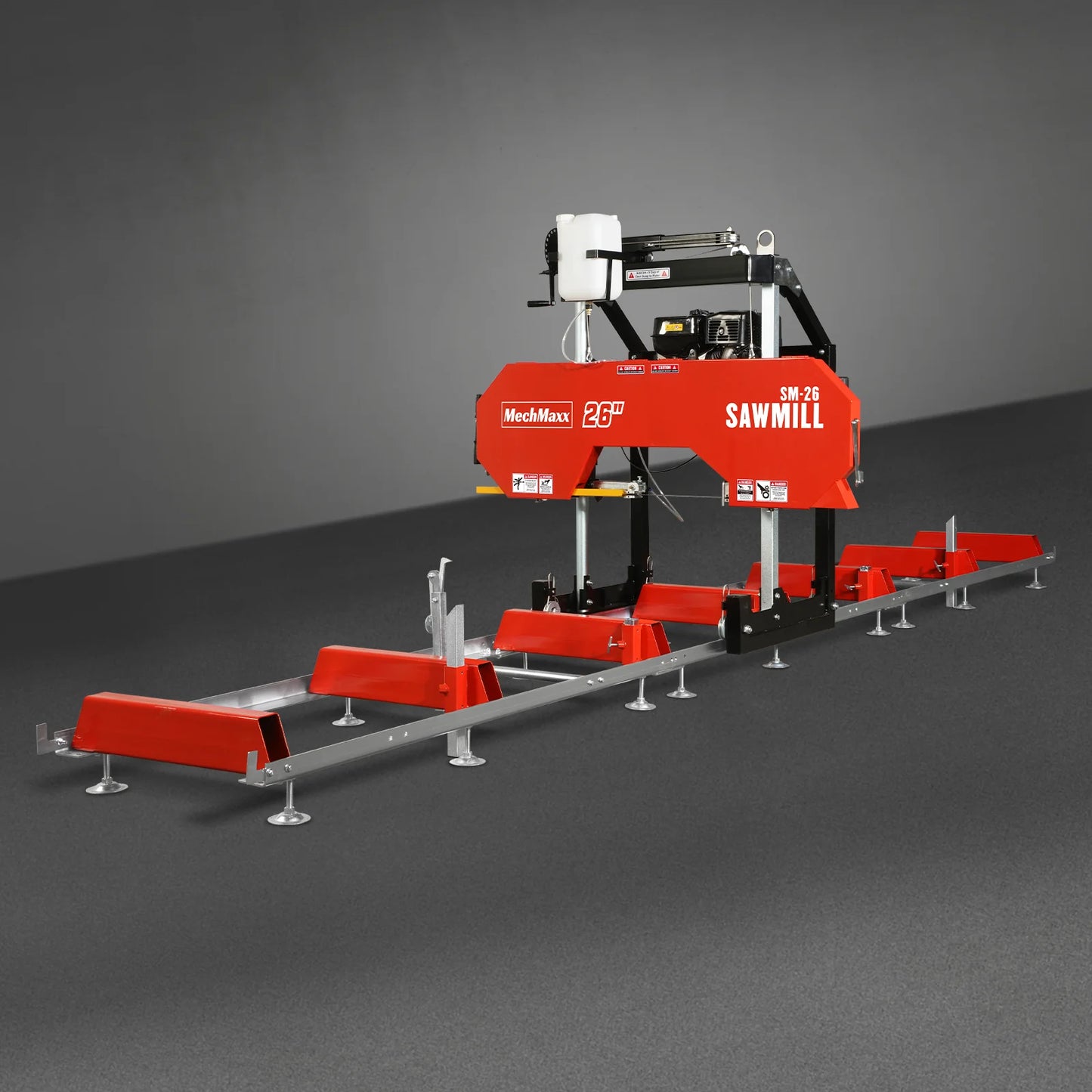 26" Portable Sawmill (5x Blades Included),  KOHLER CH440 429cc E-Start Gasoline Engine,  20" Board Width,  20' Track Length (13' Track Length + 6.4' Track Extension Included) ,  SM-26
