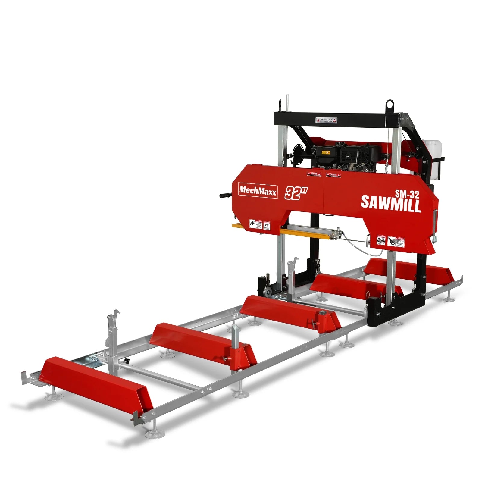 32" Portable Sawmill,  459cc 15HP E-Start Gasoline Engine,  26.5" Board Width,  13' Track Length ,  SM-32