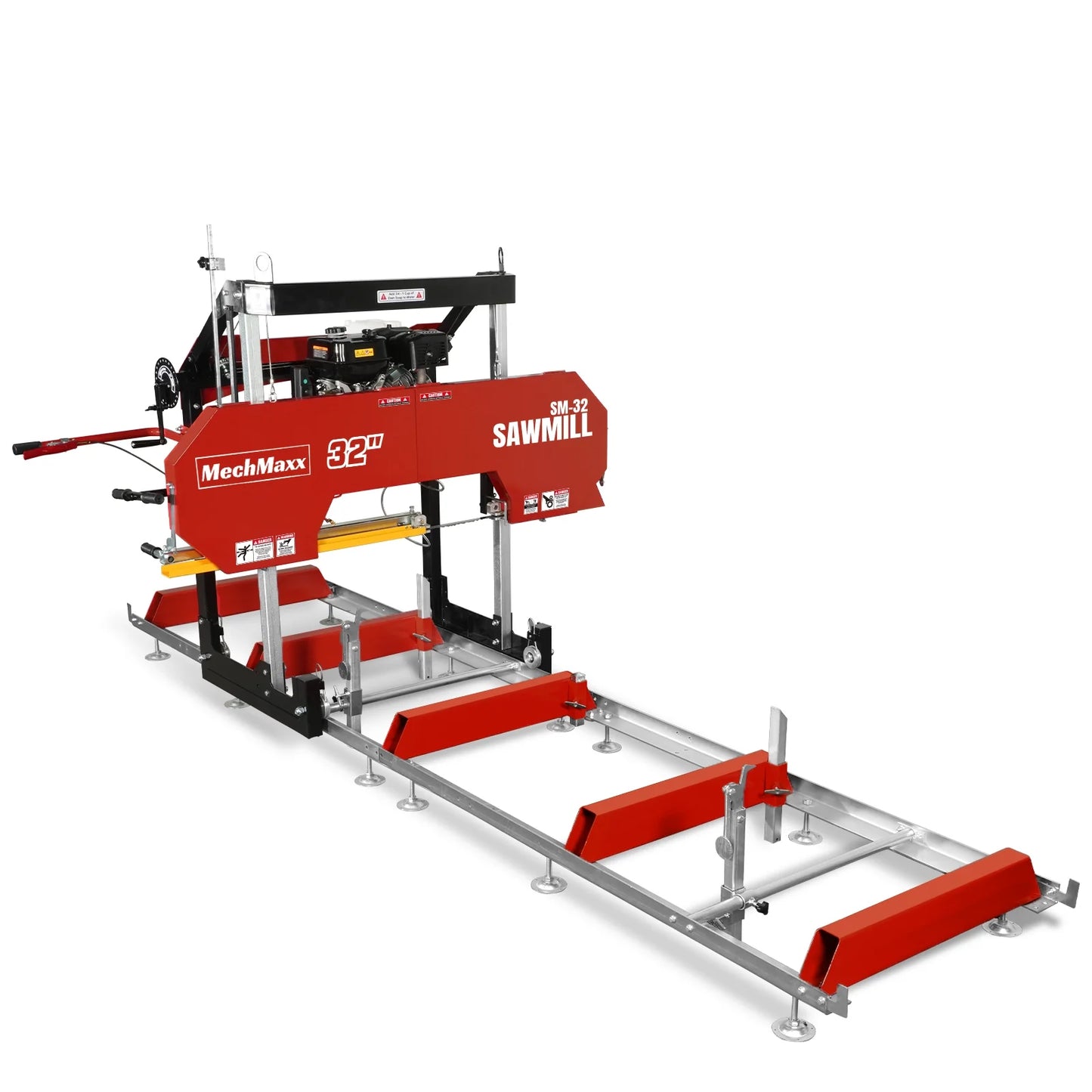 32" Portable Sawmill,  459cc 15HP E-Start Gasoline Engine,  26.5" Board Width,  13' Track Length ,  SM-32