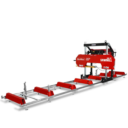 32" Portable Sawmill (5 x Blades Included),  459cc 15HP E-Start Gasoline Engine,  26.5" Board Width,  20' Track Length (13' Track Length + 6.4' Track Extension Included) ,  SM-32