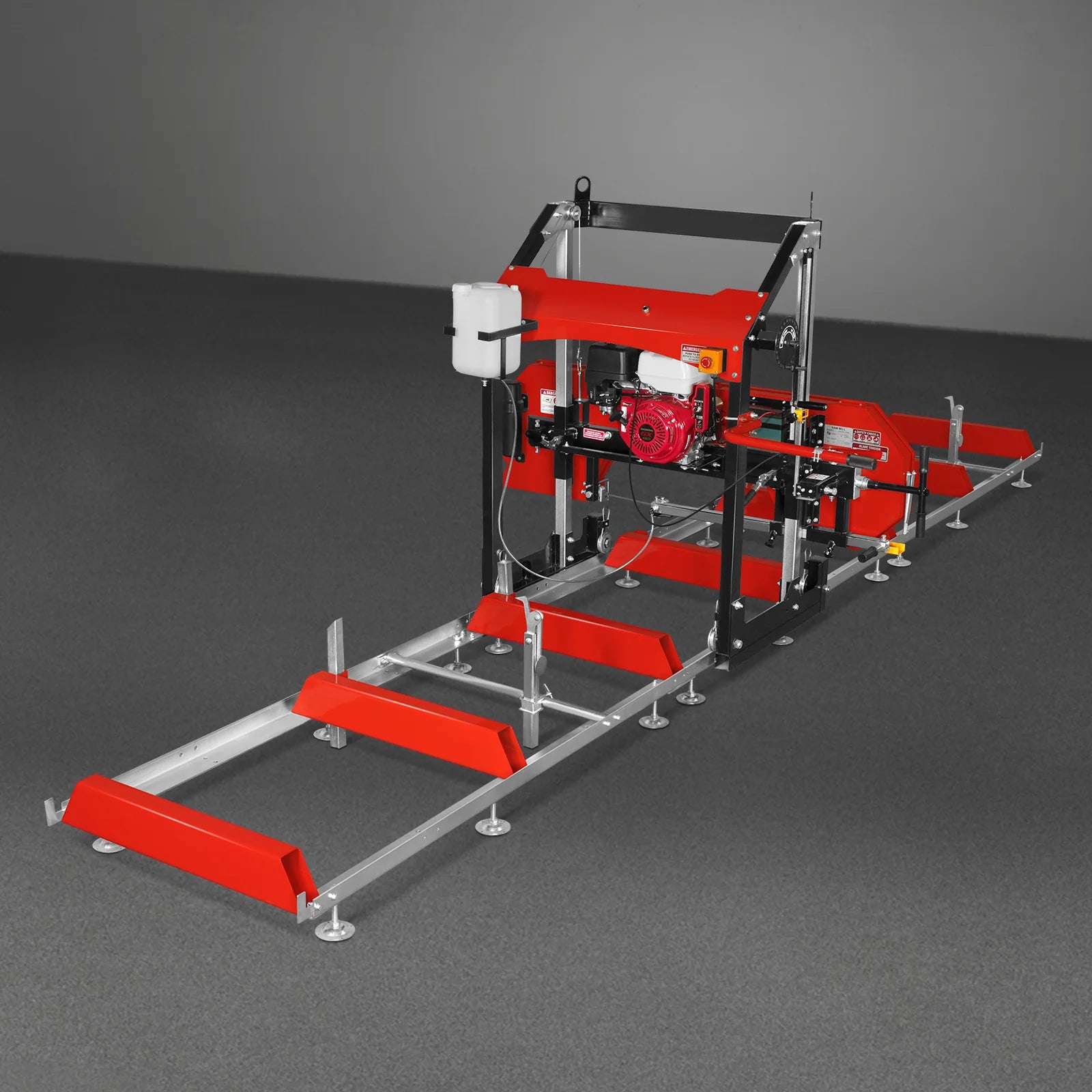 32" Portable Sawmill (5 x Blades Included),  HONDA GX390 389cc E-Start Gasoline Engine,  26.5" Board Width,  20' Track Length (13' Track Length + 6.4' Track Extension Included) ,  SM-32