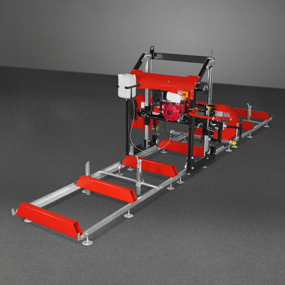 32" Portable Sawmill (5 x Blades Included),  HONDA GX390 389cc E-Start Gasoline Engine,  26.5" Board Width,  20' Track Length (13' Track Length + 6.4' Track Extension Included) ,  SM-32
