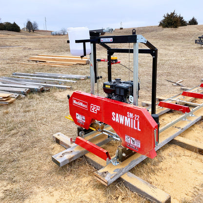 22" Portable Sawmill,  274cc 8.1HP Gasoline Engine,  18" Board Width,  13' Track Length ,  SM-22