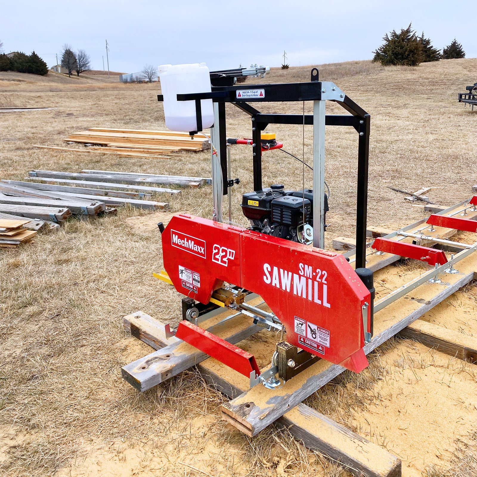 22" Portable Sawmill,  KOHLER 9.5hp 277cc Gasoline Engine,  18" Board Width,  13' Track Length ,  SM-22