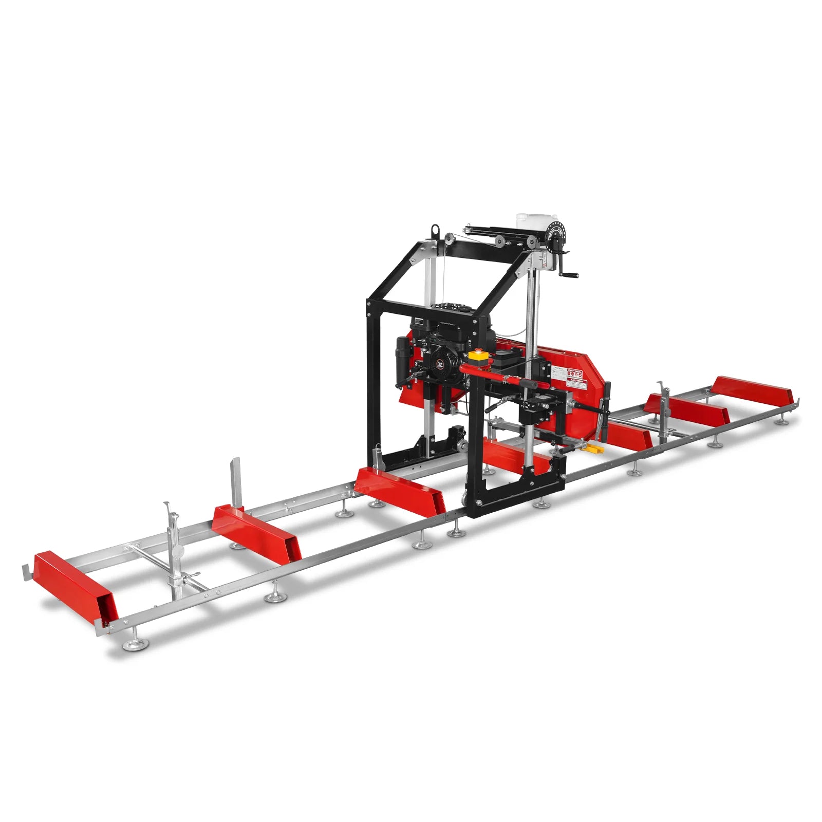 26" Portable Sawmill (5x Blades Included),  459cc 15HP E-Start Gasoline Engine,  20" Board Width,  20' Track Length (13' Track Length + 6.4' Track Extension Included) ,  SM-26