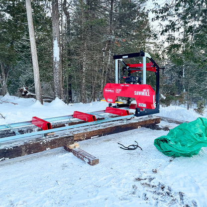 32" Portable Sawmill (5 x Blades Included),   KOHLER CH440 429cc E-Start Gasoline Engine,  26.5" Board Width,  20' Track Length (13' Track Length + 6.4' Track Extension Included) ,  SM-32