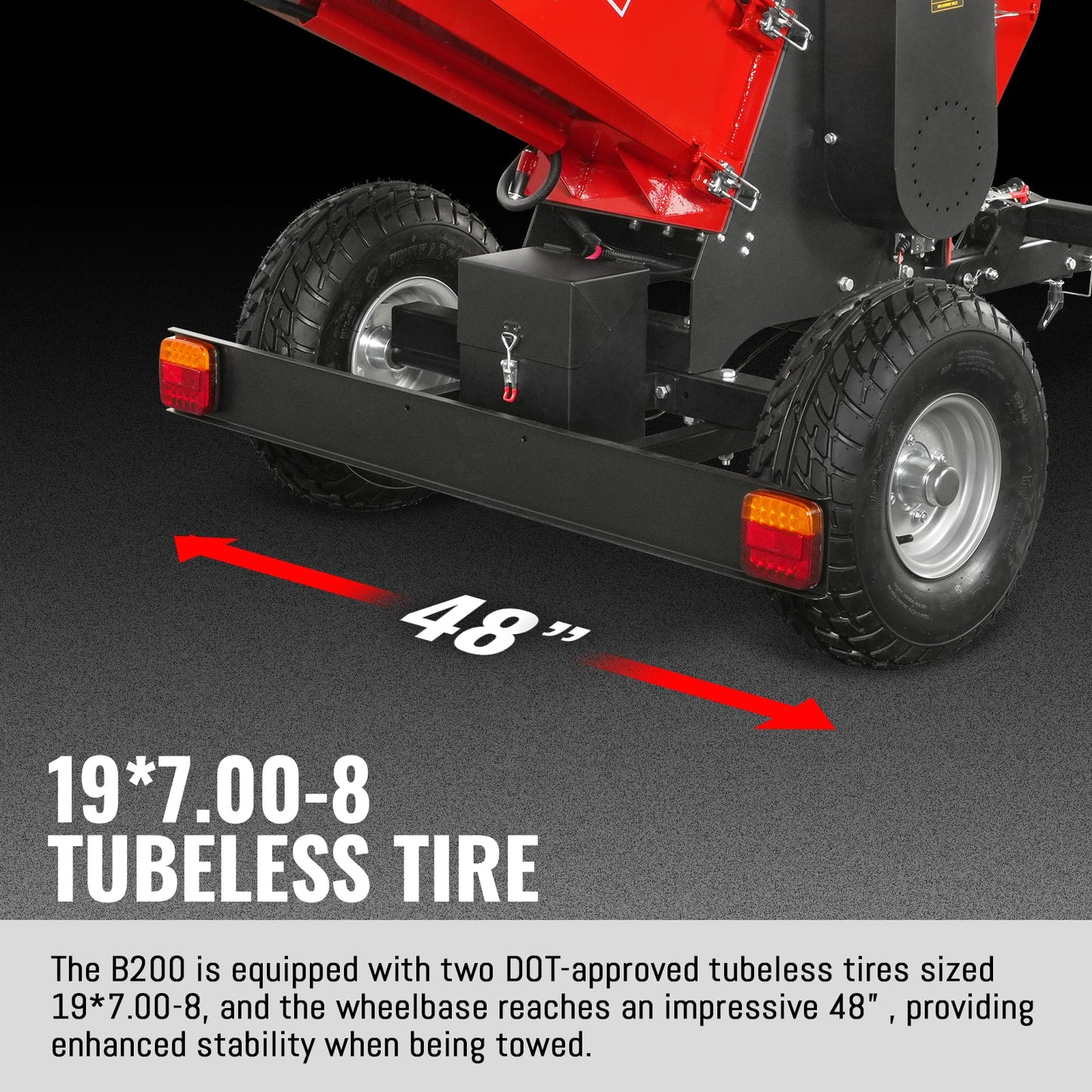 8 inch HONDA E-Start 688cc 22hp Gas Powered 4 - Wheel Drum Wood Chipper with Taillight ,  B200