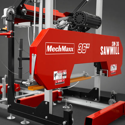 36" MAX Portable Sawmill,  25HP 750cc ZONSEN V-Twin Engine,  36" Board Width,  20' Track Length,  (10 x Blades Included),  SM-36MAX